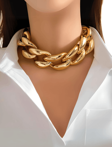 Thick Chain Short Exaggerated Choker Necklace For Women Trendy Statement Collar On The Neck Accessories Fashion Jewelry, Drestiny, Necklaces, Gender_Women, Gold, Silver, United States, USA, Canada, Australia, New Zealand, United Kingdom, UK, Thick chain choker, statement chain necklace, Chunky choker necklace, Oversized chain choker, gold thick chain choker, shopdrestiny.com